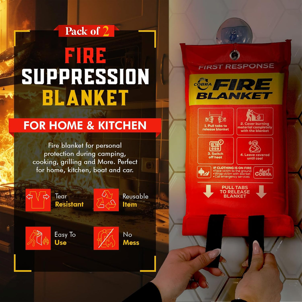 Emergency Fire Safety Blanket Set